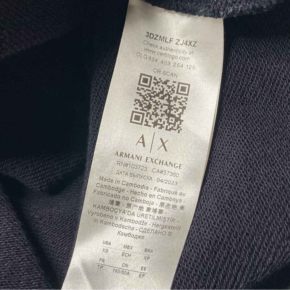 Armani Exchange Chest Stripe Logo Hoodie Size Small - Picture 9 of 12
